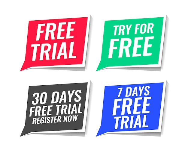 Free Vector free trial stickers pack of four