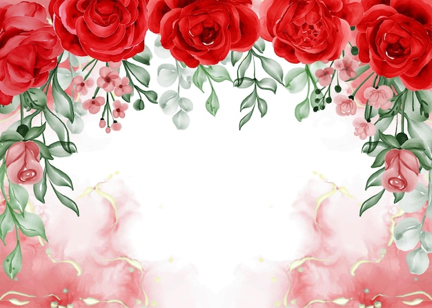 Freedom rose red flower frame background with white space