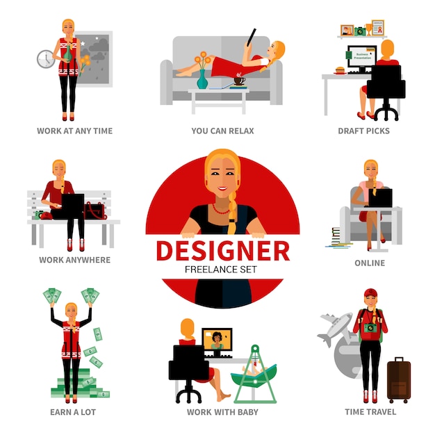 Free Vector freelance designer set