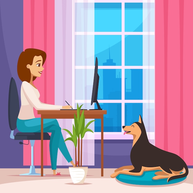 Free Vector freelance working at home