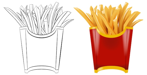 Free Vector french fries in red and white containers