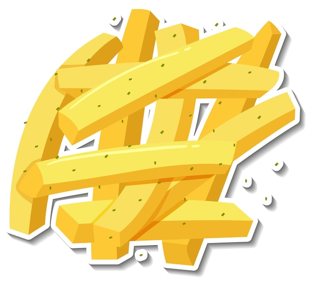 French fries sticker on white background