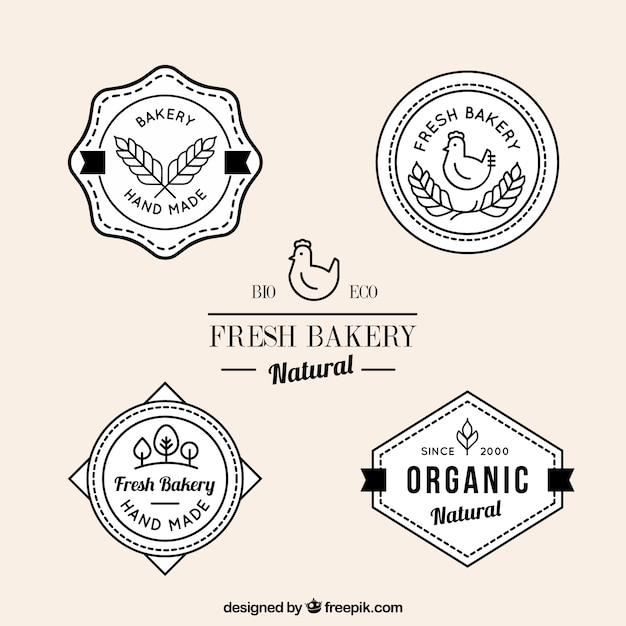 Free vector fresh bakery products badges