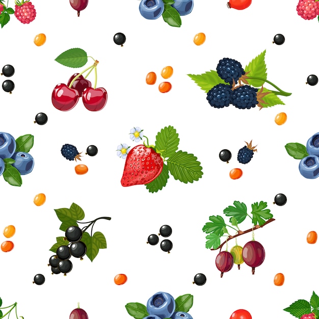 Fresh Berries Seamless Colorful Pattern 