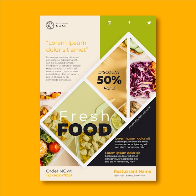 Free Vector fresh food flyer template