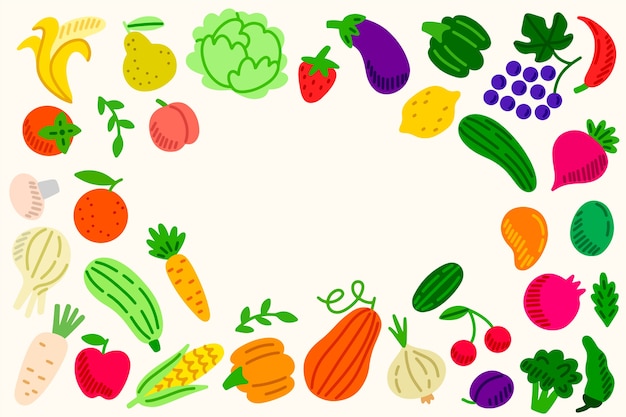 Fresh fruit and vegetables background