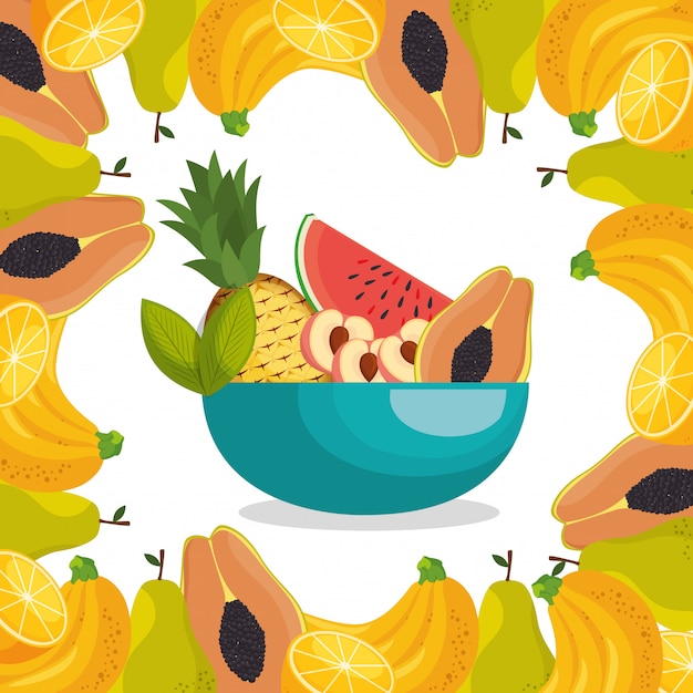 Free Vector fresh fruits healthy food