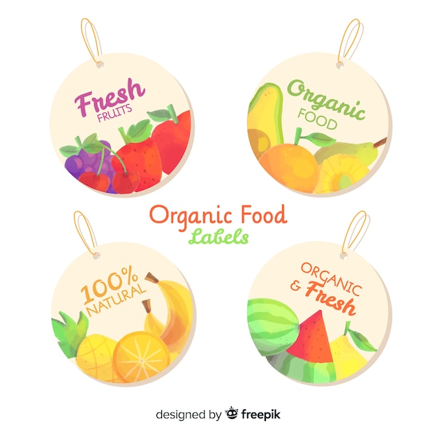 Fresh fruits and vegetables circled label pack