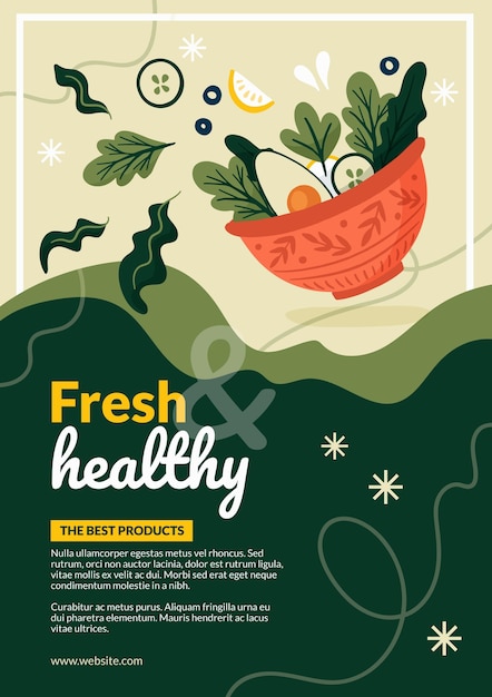 Fresh healthy food poster template