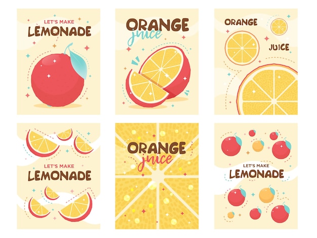 Free Vector fresh orange lemonade posters design. drink, beverage, cafe