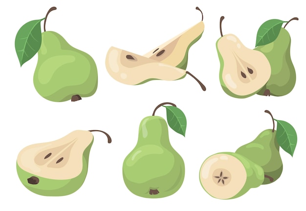 Fresh pears set