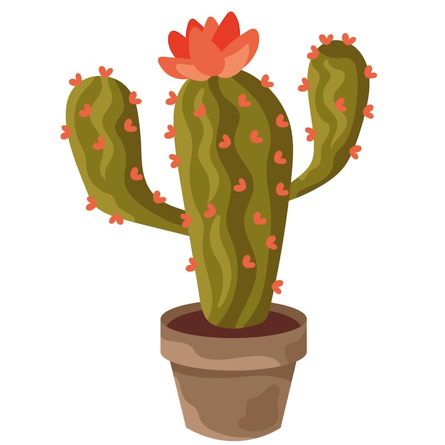 Free Vector fresh prickly pear cactus in pot