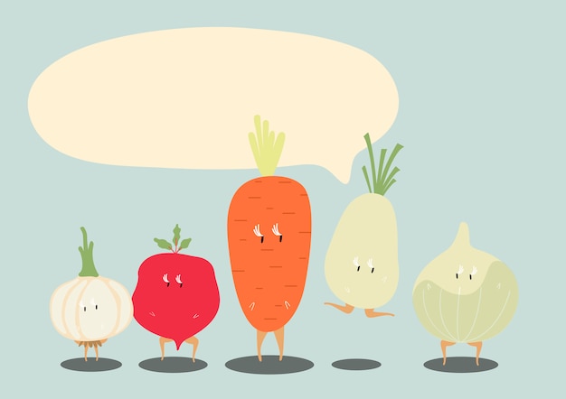 Free Vector fresh vegetable cartoon characters set vector