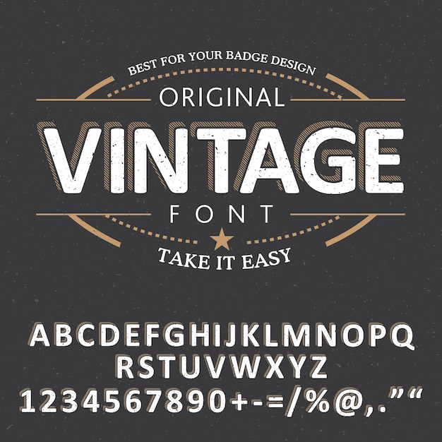 Free Vector fresh vintage font poster with alphabet and words take it easy illustration