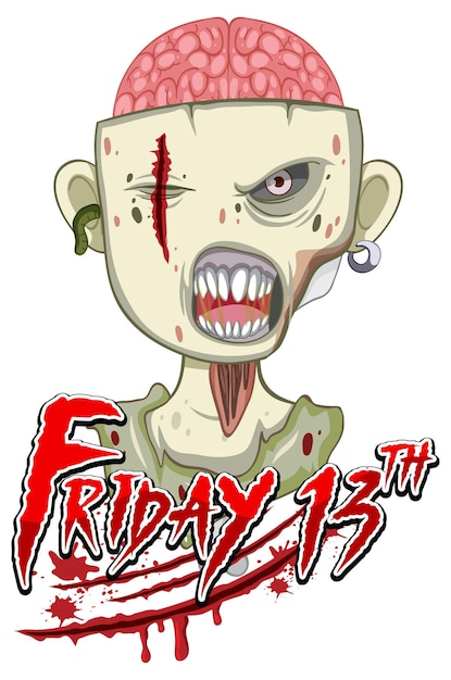 Free Vector friday 13th text design with creepy zombie