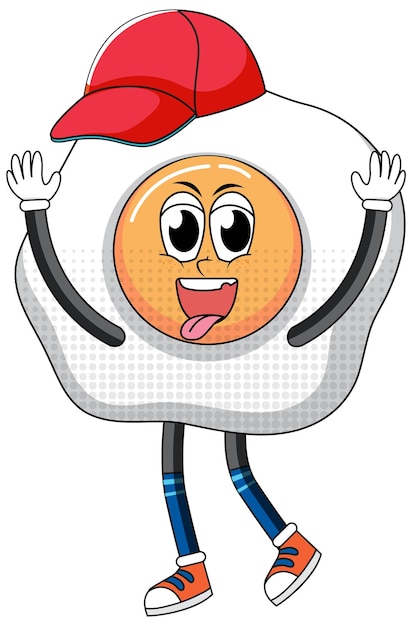 Free Vector a fried egg cartoon character on white background