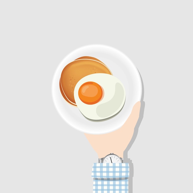 Free Vector fried egg and pancakes 