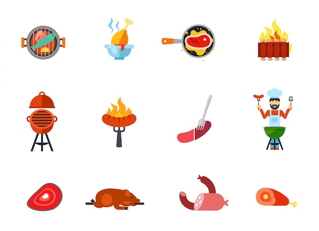 Free Vector fried food icon set