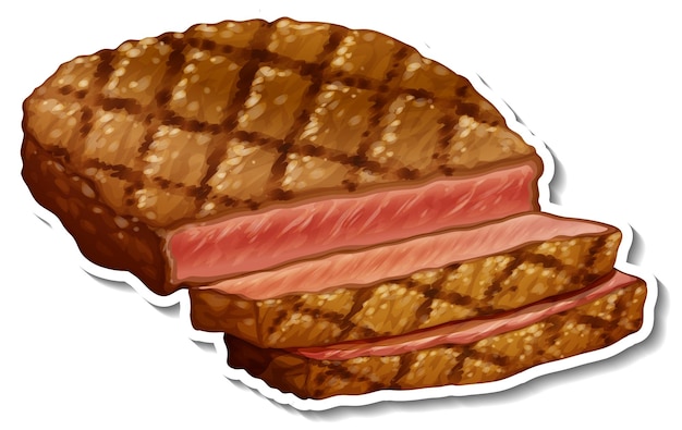 Free Vector a fried steak sticker on white background