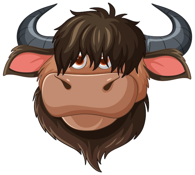 Free Vector friendly cartoon bull head illustration