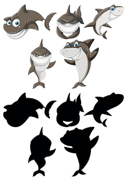 Free Vector friendly cartoon sharks vector illustration