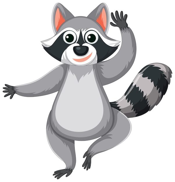 Free Vector friendly raccoon cartoon character waving hand greeting