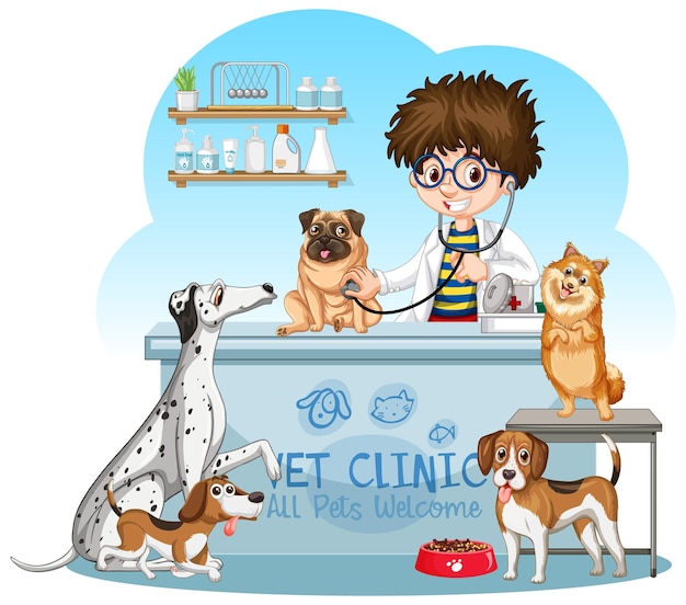 Free Vector friendly veterinarian with pet animal vector