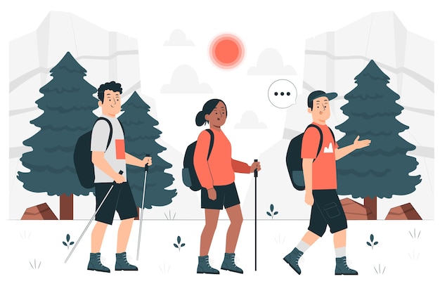 Free Vector friends hiking  concept illustration