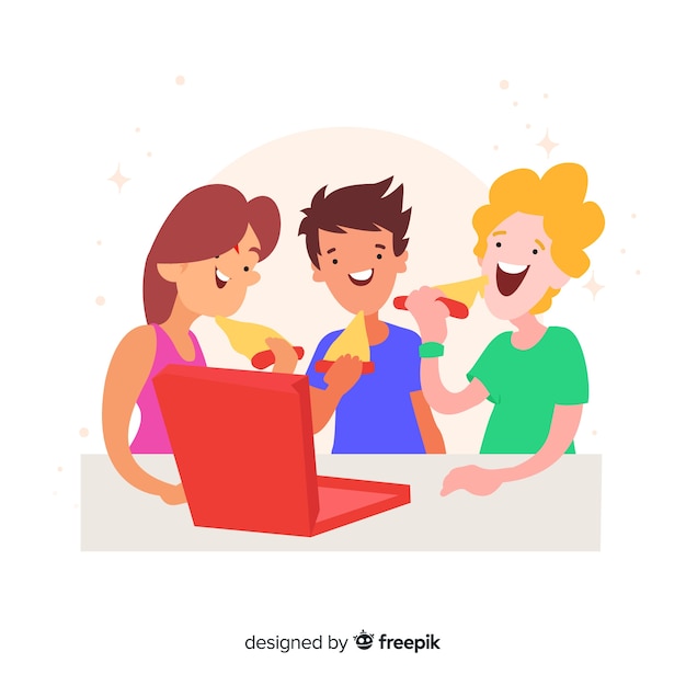 Free Vector friends spending time together flat design