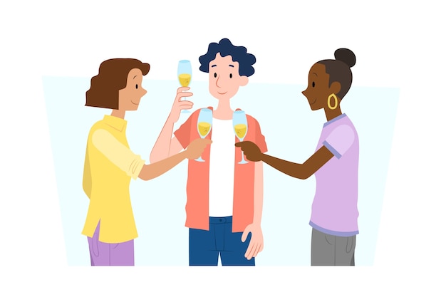 Free Vector friends toasting together