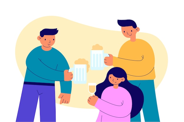 Free Vector friends toasting together