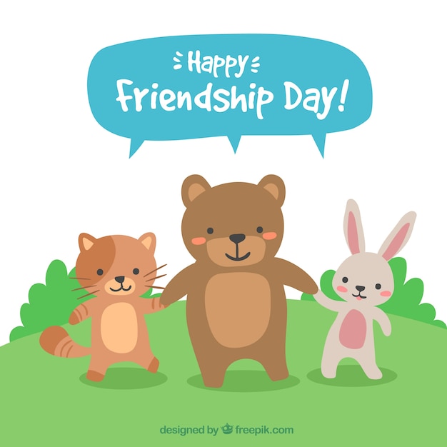 Free Vector friendship day background with animals