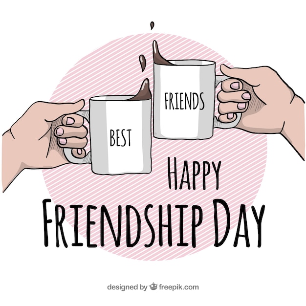 Free vector friendship day background with coffee cups