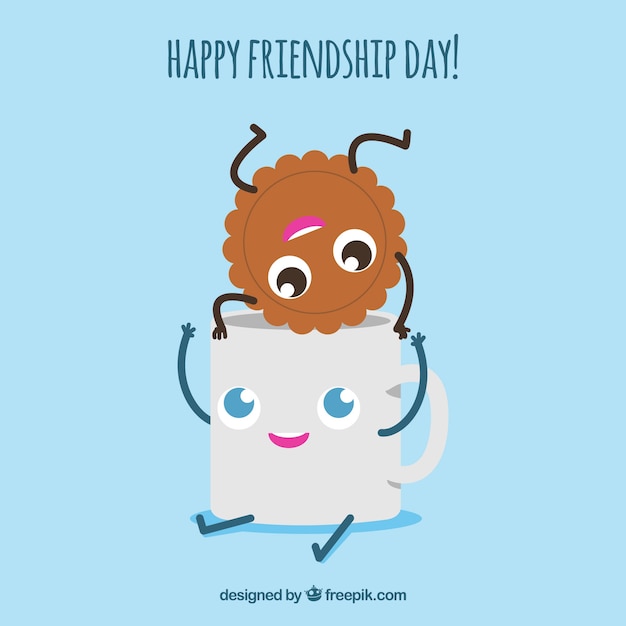 Free Vector friendship day background with cute food