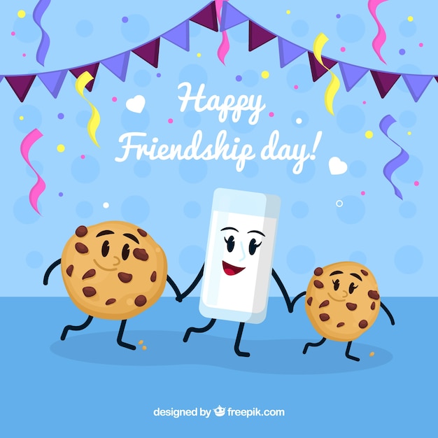 Free Vector friendship day background with cute food