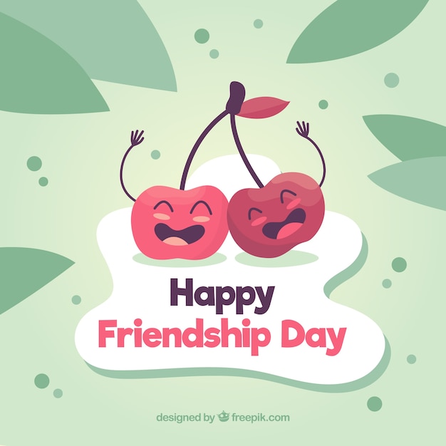 Friendship day background with funny cherries