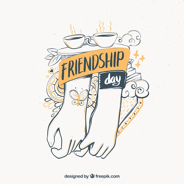 Free vector friendship day background with hands illustration