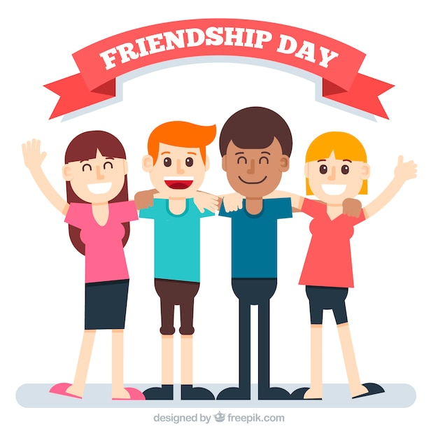 Friendship day background with happy friends