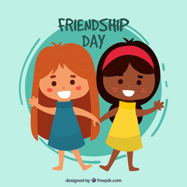 Free Vector friendship day background with happy people