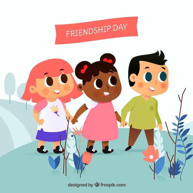 Free Vector friendship day background with happy people