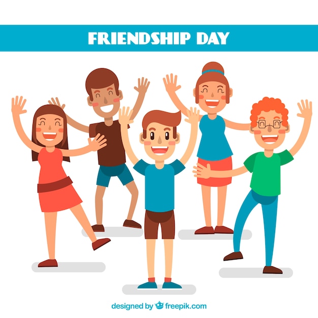 Free Vector friendship day background with happy people