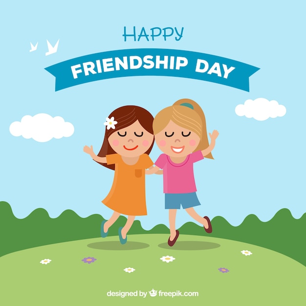 Friendship day background with happy people