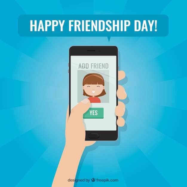 Free Vector friendship day background with mobile