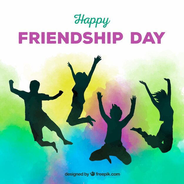 Friendship day background with people silhouette