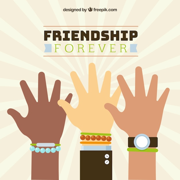 Free Vector friendship day background with three hands