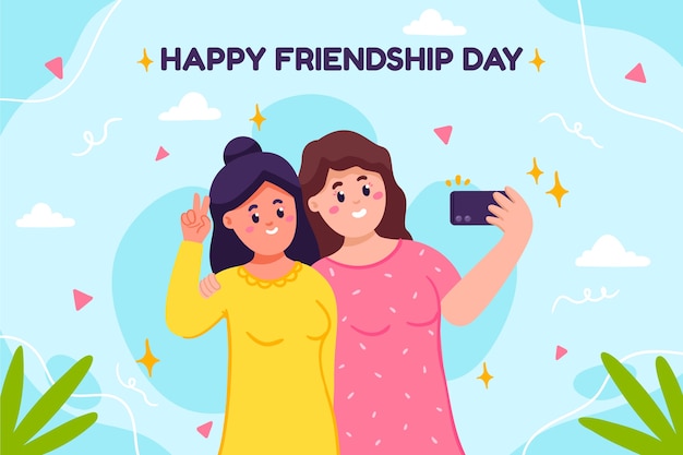 Friendship day hand drawn flat background