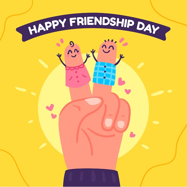 Friendship day hand drawn flat illustration