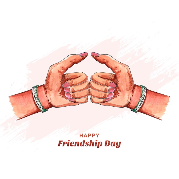 Free vector friendship day with hand draw watercolor holding promise hand background