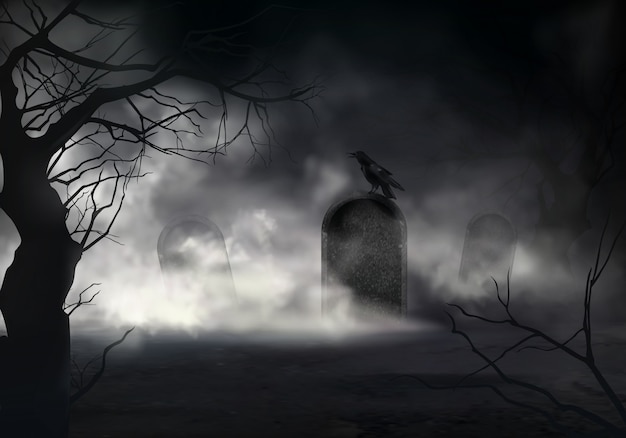 Free vector frightening halloween realistic background