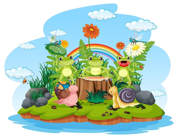 Free Vector frog living in nature